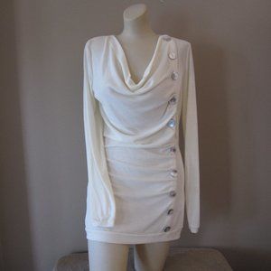 NWOT Venus Cowl Neck Off White Tunic Sweater S